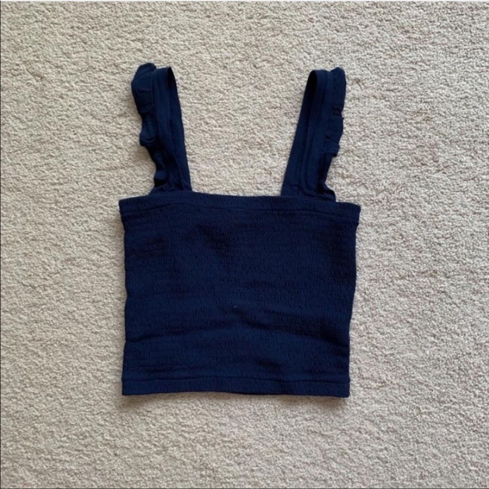 VS Pink navy smocked crop top